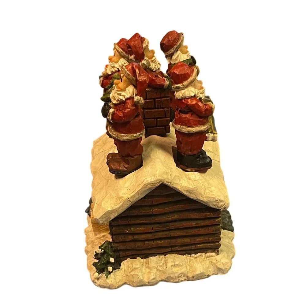 Christmas Santa Spreader Set with Cabin Display Base 5 Piece Holiday Decor